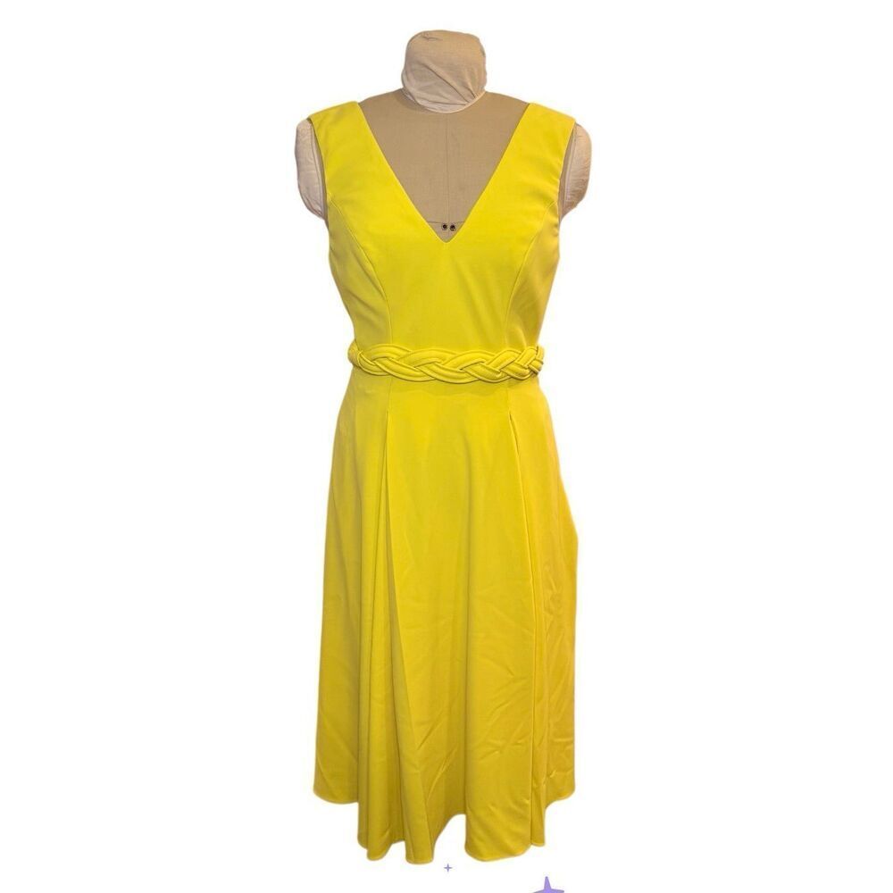 Badgley Mischla A-Line V-Neck Sleeveless Dress Sz. 10 Removable Belt Lined Event
